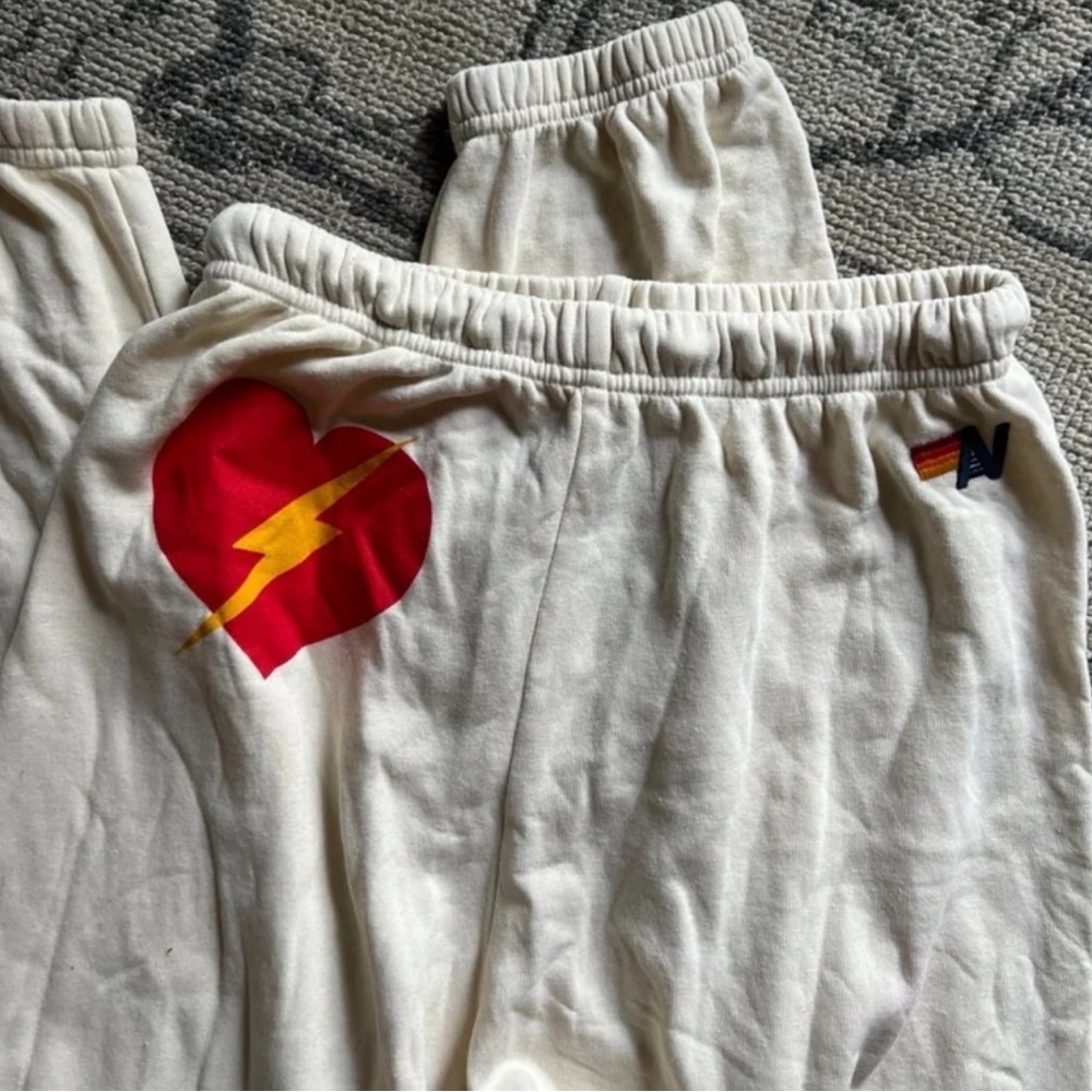 Aviator Nation Medium Sweatspants NWT Ivory Bolt